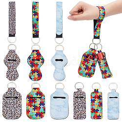 3 Sets 3 Style Neoprene Keychain Holder, with Iron Key Rings, for Shampoo Lotion Soap Perfume and Liquids Travel Containers, Mixed Color, 12.5~16cm, 4pcs/set, 1 set/style(KEYC-NB0001-33)