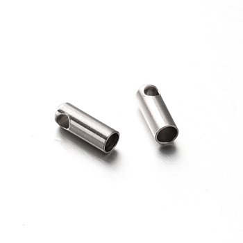 201 Stainless Steel Cord Ends, End Caps, Stainless Steel Color, 7.5x2.5mm, Hole: 1.5mm, Inner Diameter: 2mm