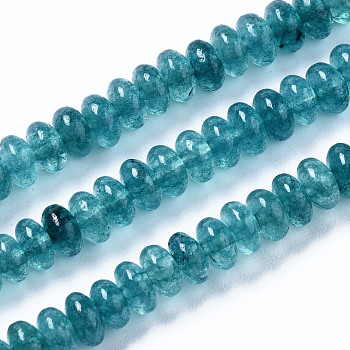 Natural Aquamarine Beads Strands, Dyed, Rondelle, 4~5x2mm, Hole: 0.8mm, about 155~160pcs/strand, 14.96~15.35 inch(38~39cm)