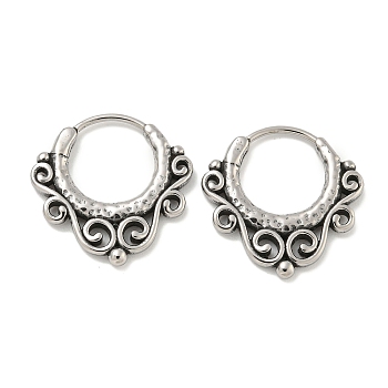 316 Surgical Stainless Steel Hoop Earrings, Ring, Antique Silver, 19.5x19.5mm