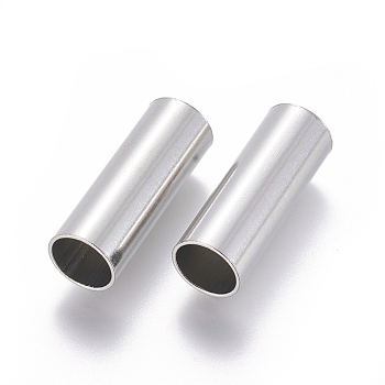 304 Stainless Steel Tube Beads, Stainless Steel Color, 25x9mm, Hole: 8mm