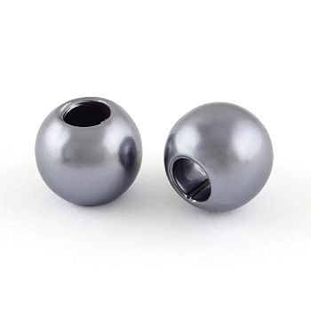 ABS Plastic Imitation Pearl European Beads, Large Hole Rondelle Beads, Slate Gray, 11.5~12x10mm, Hole: 5mm