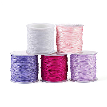 5 Rolls 5 Colors Nylon Braided Cord, Chinese Knotting Cord for Beading Jewelry Making Macrame Craft, Mixed Color, 1mm, 100yards/roll