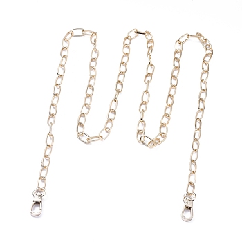 Aluminum Paperclip Chains Bag Straps, Wallet Chains, with Alloy Swivel Clasps, for Replacement Shoulder Bag Accessories, Light Gold, 46.45 inch(118cm)