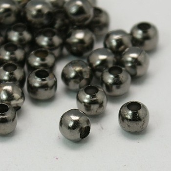Iron Spacer Beads, Round, Gunmetal, 4mm, Hole: 1.5mm, about 535pcs/50g