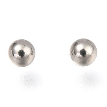 201 Stainless Steel Beads, No Hole/Undrilled, Solid Round, Stainless Steel Color, 3mm