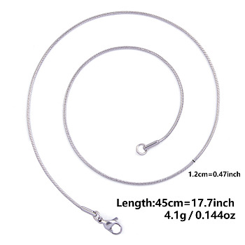 Non-Tarnish 1.2MM Unisex 304 Stainless Steel Snake Chains Necklaces