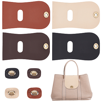 Elite 4Pcs 4 Colors PU Imitation Leather Sew on Bag Covers, with Alloy Twist Lock Catch, Mixed Color, 23.1x13.6x0.15cm, Hole: 55x26mm, 1pc/color