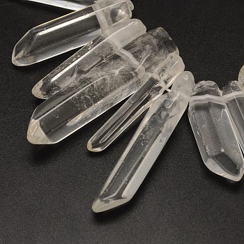 Natural Quartz Crystal Nuggets Bead Strands, 20~54x5~10mm, Hole: 1mm, about 14.5 inch