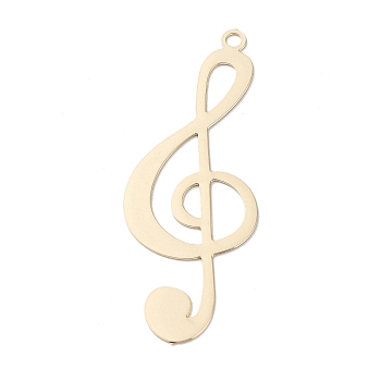 Long-Lasting Plated Brass Filigree Pendants, Musical Note Charm, Light Gold, 34.5x13x0.3mm, Hole: 1.2mm