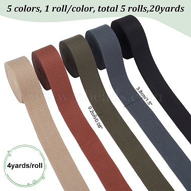 WADORN 5 Rolls 5 Colors Flat Polycotton Ribbon(OCOR-WR0001-20)-2