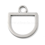 304 Stainless Steel Pendants, Half Round Charm, Stainless Steel Color, 24.5x22x1.5mm, Hole: 4.5mm(STAS-P433-13B-P)
