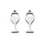 201 Stainless Steel Charms, Laser Cut, Wine Glass Charm, Stainless Steel Color, 12.5x5x1mm, Hole: 1mm(STAS-V001-15)