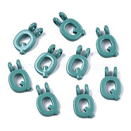 Spray Painted Alloy  2-Loop Link Pendants, Cadmium Free & Lead Free, Letter, Letter.Q, 13.5x8x1.5mm, Hole: 2mm(PALLOY-T075-48Q-RS)