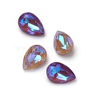 Glass Rhinestone Cabochons, Mocha Fluorescent Style,  Pointed Back, Faceted, Teardrop, Mixed Color, 6x4x2.3mm(RGLA-L024-E06-MI)