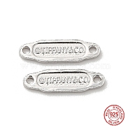 925 Sterling Silver Links, Chain Tabs, with 925 Stamp, Platinum, 8.5x2.5x0.5mm, Hole: 0.7mm(STER-D006-04P)