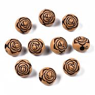 Imitation Wood Acrylic Beads, Rose Flower, Peru, 10mm, Hole: 3mm, about 1000pcs/500g(SACR-S031-05)