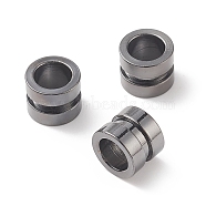 304 Stainless Steel Beads, Column, Grooved Beads, Gunmetal, 10x8mm, Hole: 6.5mm(STAS-F123-02B)