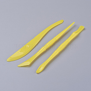 Plastic Sculpting Tools, for DIY Super Light Clay Making, Yellow, 130~135x2~14.5mm, 3pcs/set(TOOL-WH0024-A02)