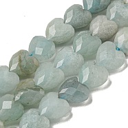 Natural Flower Amazonite Beads Strands, Faceted, Heart, 8x8x4.5mm, Hole: 0.9mm, about 51~53pcs/strand, 14.57''~15.04''(37~38.2cm)(G-P544-E13-01)