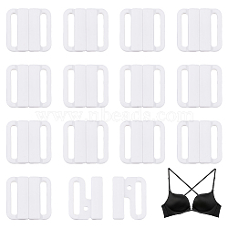30Pcs Plastic Bikini Clips, Bra Buckle Replacement Part, Lingerie Snap Closure, Rectangle, White, 32x33.5x5mm, Hole: 25x5mm(FIND-DC0007-02)