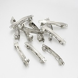 Iron Hair Barrette Findings, French Hair Clip Findings, Platinum, 59x6.5x6mm, Hole: 3mm(IFIN-A171-06D)