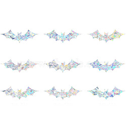 Waterproof PVC Laser No-Glue Stickers, Static Cling Frosted Rainbow Window Decals, 3D Sun Blocking, for Glass, Bat Pattern, 6.1x17.9x0.02cm, 9pcs/bag(DIY-WH0304-221C)