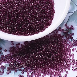 MIYUKI Round Rocailles Beads, Japanese Seed Beads, 11/0, (RR1312) Dyed Transparent Wine, 11/0, 2x1.3mm, Hole: 0.8mm, about 1111pcs/10g(X-SEED-G007-RR1312)
