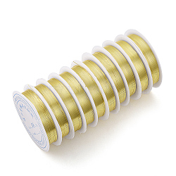 Round Copper Jewelry Wire, Long-Lasting Plated, Light Gold, 32 Gauge, 0.2mm , about 82.02 Feet(25m)/roll(X-CWIR-Q006-0.2mm-G)