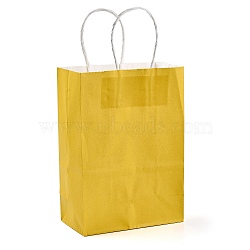 Pure Color Kraft Paper Bags, Gift Bags, Shopping Bags, with Paper Twine Handles, Rectangle, Gold, 21x15x8cm(AJEW-G020-B-06)