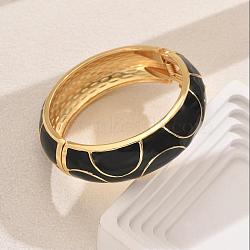 Zinc Alloy Hinged Bangles for Women, with Enamel, Black, Inner Diameter: 2-3/8 inch(6cm)(HM0070-4)