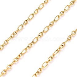 304 Stainless Steel Cable Chains, Ion Plating(IP), with Spool, Soldered, Real 18K Gold Plated, 2.5x5x0.5mm, 10m(CHS-B009-03A-G)