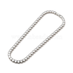 Clear Cubic Zirconia Tennis Necklace, 304 Stainless Steel Link Chain Necklace for Women, Stainless Steel Color, Link: 6x6x5mm, 17.72 inch(45cm)(NJEW-E038-10B-P)