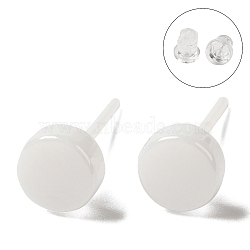 Hypoallergenic Bioceramics Zirconia Ceramic Stud Earrings, No Fading and Nickel Free, Flat Round, White, 6mm(EJEW-F340-05A-02)