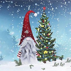DIY Christmas Theme Diamond Painting Kits, including Resin Rhinestones, Diamond Sticky Pen, Tray Plate and Glue Clay, Gnome Pattern, 400x300mm(DIAM-PW0001-234-26)