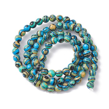 Synthetic Malachite Beads Strands, Dyed, Round, Sky Blue, 4mm, Hole: 0.6mm, about 95pcs/strand, 14.76''(37.5cm)