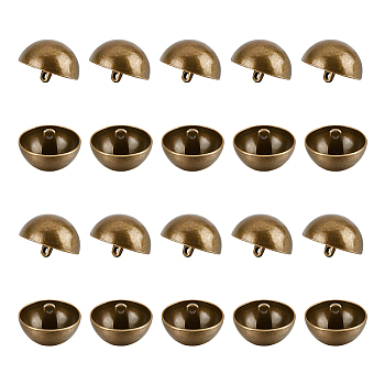 20Pcs Alloy Shank Buttons, 1-Hole, Dome/Half Round, Antique Bronze, 23x17mm, Hole: 1.5mm