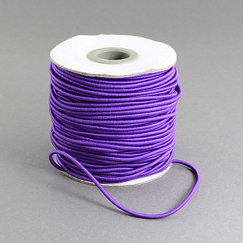 Round Elastic Cord, with Nylon Outside and Rubber Inside, Indigo, 1mm, about 109.36 yards(100m)/roll