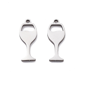 201 Stainless Steel Charms, Laser Cut, Wine Glass Charm, Stainless Steel Color, 12.5x5x1mm, Hole: 1mm