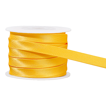 12.5M Satin Piping Trim, Cotton for Cheongsam, Clothing Decoration, with 1Pc Plastic Spools, Gold, 3/8 inch(10mm)