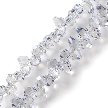 Pearl Luster Plated Electroplate Beads Strands, Faceted, Rhombus, Light Steel Blue, 8.5x6mm, Hole: 0.9mm, about 98~99pcs/strand, 12.99~14.57''(33~37cm)