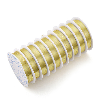 Round Copper Jewelry Wire, Long-Lasting Plated, Light Gold, 32 Gauge, 0.2mm , about 82.02 Feet(25m)/roll