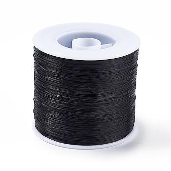 400M Flat Elastic Crystal String, Elastic Beading Thread, for Stretch Bracelet Making, Black, 0.2mm, 1mm wide, about 446.81 Yards(400m)/Roll