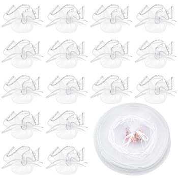 Organza Bags, with Sequins, Gift Bags, Round, White, 26.2cm
