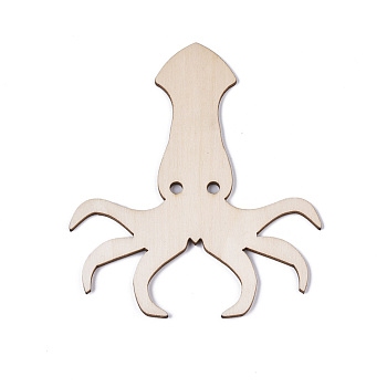 Octopus Shape Unfinished Wood Cutouts, Laser Cut Wood Shapes, for Home Decor Ornament, DIY Craft Art Project, PapayaWhip, 120x100x2.5mm