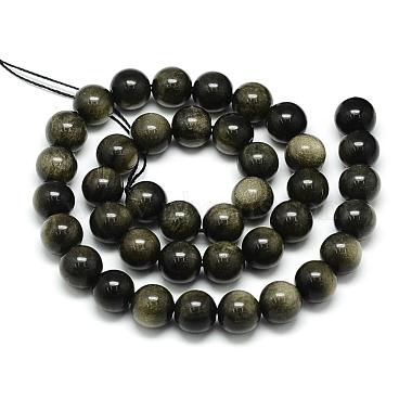 Natural Golden Sheen Obsidian Beads Strands(G-S150-20-8mm)-2
