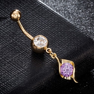 Lilac Brass+Cubic Zirconia Belly Rings