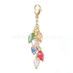 Christmas Lamp Bulb Glass Beaded Pendant Deciration, Brass Lobster Clasp for Bag Key Ornaments, Golden, 50.5mm(HJEW-JM02061)