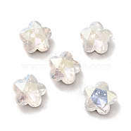 K9 Glass Rhinestone Cabochons, Pointed Back & Back Plated, Faceted, Plum Blossom, Crystal, 10x5mm(RGLA-G017-02B-001TR)