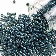 TOHO Round Seed Beads, Japanese Seed Beads, (1852) Denim Blue Lined Crystal Rainbow, 8/0, 3mm, Hole: 1mm, about 220pcs/10g(X-SEED-TR08-1852)